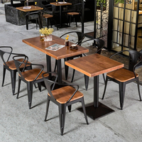 Ensemble de table et de chaises de restaurant commercial, table industrielle en métal 80x120cm, ensemble de salle à manger pour hôtels et restaurants
