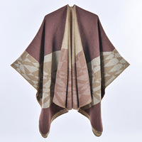 Écharpe-Châle de Luxe Designer d'Hiver Effet Cachemire Lourd pour Femme, Triangle Aiguille Double Face Jacquard Bohème Étole Cap Poncho