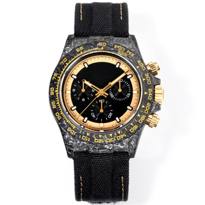 Relógio mecânico masculino de alto padrão com moldura preta e dourada e três mostradores, um design esportivo luxuoso essencial para um estilo moderno. - Product Image 1