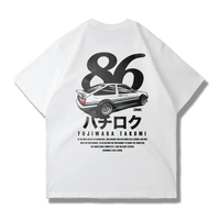 T-shirt imprimé tendance Initial D JDM Vibe, graphique surdimensionné, manches courtes, AE86, col rond, dessin animé 3D, décontracté, été, blanc, tricoté pour homme