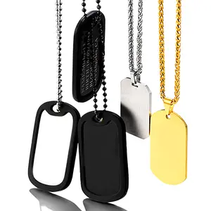 Mirror Polish Diy Tag Style Custom Id Name Logo Engraved Gold Black Plated Blank Stainless Steel Dog Tags Necklace Dog Tags