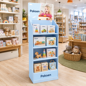 4-Tier Corrugated Cardboard Retail Display <b>Stand</b> for Wooden Toys and Kids Learning Products - Product Image 2