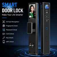 Serrure de porte intelligente électronique avec reconnaissance d'empreintes digitales, de paume, de visage, interphone vidéo, carte magnétique IC, carte de proximité électronique