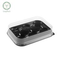 Boîtes rectangulaires en blister PET jetables avec gaufrage pour desserts, cupcakes, gâteaux, hamburgers, pain - Emballage pour l'industrie alimentaire