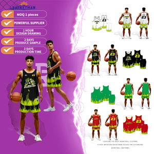 Seragam basket 100% poliester disesuaikan untuk dewasa jaring bersirkulasi pakaian olahraga elastis bermotif-penjualan langsung dari pabrik - Product Image 1