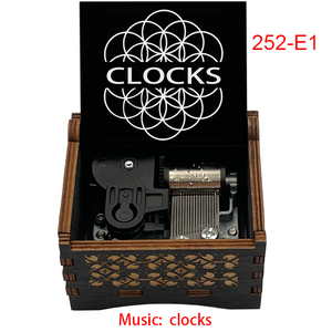 Carillon in Legno con Orologio, Tema <span class=keywords><strong>Coldplay</strong></span>, Scatola Musicale a Carica Manuale, Regalo per Natale, Compleanno, San Valentino, Anniversario - Product Image 2