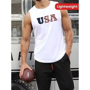 <b>Men's</b> Casual Eco-Friendly Breathable Polyester/Cotton O-Neck <b>Tank</b> <b>Top</b> with 3D Embroidery <b>for</b> Fitness Gym Workout - Product Image 3