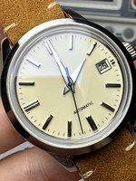 Montre de plongée 100m avec logo personnalisé, verre saphir double bombé, date, bracelet en cuir, mouvement automatique NH35 GS, pour homme, 180