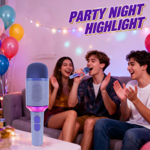 Custom Effect RGB Portable Sound Noise Reduction Handheld BT <b>Wireless</b> <b>Microphone</b> Speaker for Singing Party - Product Image 2