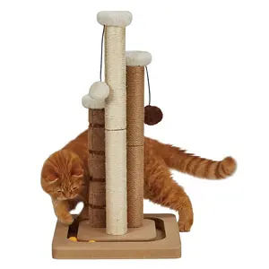 供应商定制豪华现代剑麻猫抓痒树塔玩具猫爬公寓树与小移动球