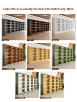 Vitrine Moderne en Bambou Multi-Niveaux avec Panneau Arrière pour Supermarché, Articles de Puériculture, Cosmétiques, Articles Culturels et Créatifs, Cadeaux