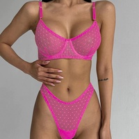Nouvel ensemble de lingerie sexy en dentelle et résille transparente avec soutien-gorge à armatures et culotte pour femme, noir, collection 2026