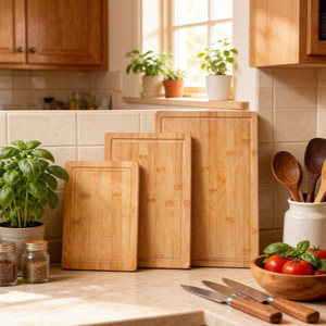 Bamboo Cutting Board <b>Set</b> 3 Piece Rectangle Multifunction For Meat Vegetables Kitchen Use - Product Image 4
