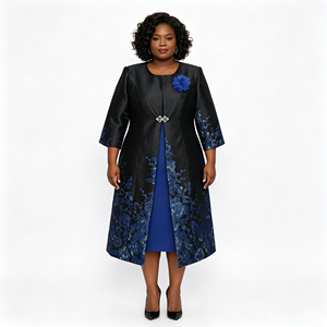 Women's Plus Size Formal Designer Two-Piece <b>Dress</b> <b>Jacket</b> Set Painted Design <b>for</b> Church <b>Wedding</b> Special Occasions-Elegant Sunday - Product Image 3
