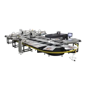 Ovale Hybrid Screen Printer Machine 10 Kleur Automatische Carrousel Textiel Zeefdruk Machine Voor Stof In Kleding Fabriek