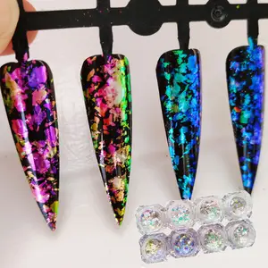 Marchio Mcess campioni gratuiti all'ingrosso di diamanti sciolti Glitter in polvere camaleonte arcobaleno fiocchi per smalto