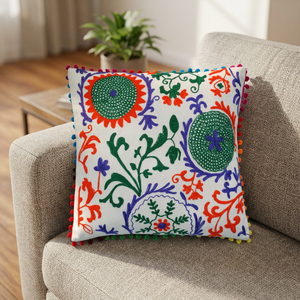 Tela de algodón 18x18 pulgadas cuadrado decorativo tiro almohada Suzani bordado funda de cojín para el hogar Hotel u Hospital uso - Product Image 2