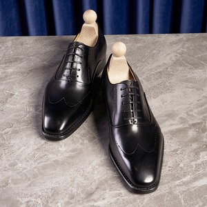 Italian Men's Business Formal Shoes Trendy Square <b>Toe</b> Lace <b>Cap</b> <b>Toe</b> Breathable Light Weight Anti-Slip Valentina Leather British - Product Image 6