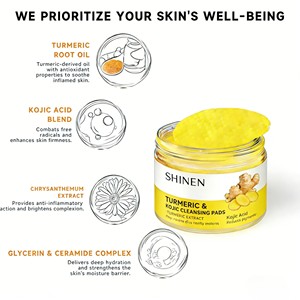 Limpiador de Cúrcuma Marca Blanca, Almohadilla Limpiadora con Ácido Kójico, Exfoliante Facial, Limpieza <span class=keywords><strong>Profunda</strong></span> para Piel Grasa y Manchas Oscuras - Product Image 4