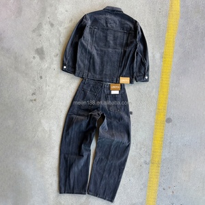 Fashion Casual Streetwear <b>Jeans</b> Suit Custom 2 Piece High Quality Acid Wash <b>Jeans</b> Pants and Denim <b>Jackets</b> <b>Black</b> Denim Set for Men - Product Image 2
