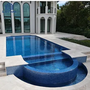 Sky Blue Wholesale Transparent Swimming Pool Mosaic Glass Jade Iridescent Glass Mosaic Tiles For Swimming Pools