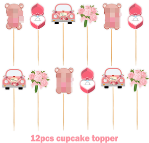 เจ้าสาวจะเป็นแหวนเพชรแบนเนอร์พวงมาลัยลายดอกไม้สำหรับตกแต่งเค้กคัพเค้กลูกโป่งยางพิมพ์ลายสำหรับงานเลี้ยงเจ้าสาว - Product Image 5