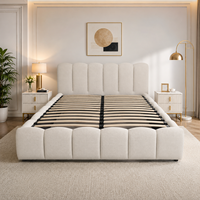 Cadre de lit rembourré moderne en tissu bouclé, lit plateforme à bulles, taille King ou Queen, meubles de chambre à coucher