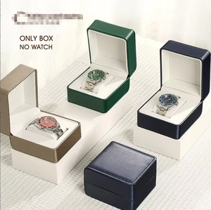 Boîte de rangement et de présentation pour montres en cuir PU à coins arrondis, avec couvercle rabattable et fentes – Emballage cadeau pour montres-bracelets - Product Image 1