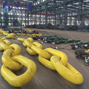 Rantai tambat lepas pantai kustom rantai jangkar Tautan kancing 34mm hingga 122mm untuk penggunaan Platform kapal dan minyak