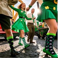 Shamrock irlandais automne équipage respirant vacances cadeaux chaussettes vertes pour unisexe hommes femmes adultes Couples nouveauté drôle