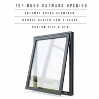 Fenêtre à auvent à suspension supérieure en aluminium à rupture de pont thermique, double vitrage Low-E, étanche, insonorisée, sur mesure, OEM