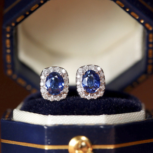 อาซูโอ 18K ทองคำขาวแท้ แซฟไฟร์สีน้ำเงินธรรมชาติ เพชรแท้ ต่างหูแฟรี่สตั๊ด ของขวัญสำหรับผู้หญิง งานหมั้น สวมใส่ได้ทุกวัน - Product Image 4