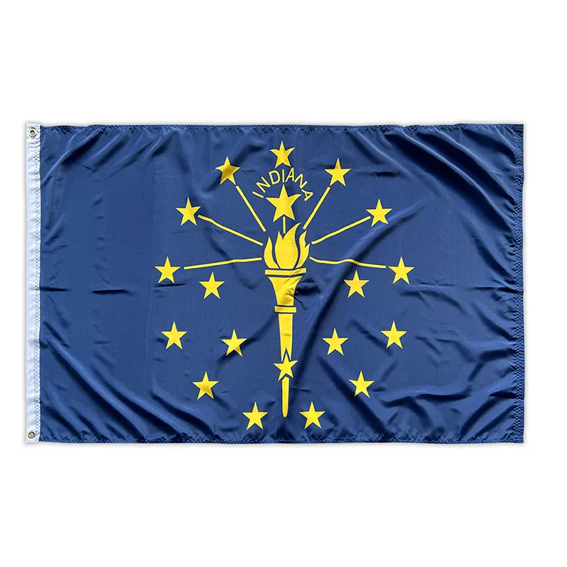 Tela de poliéster de Estados Unidos personalizada, banderas nacionales colgantes para exteriores gruesas, banderas de Indiana