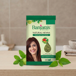 Henna Natural en Polvo Banjara 100g (Paquete de 8) Hibisco Amla Brahmi Methi Bhringraj Marrón Claro/Oscuro Encaje Francés Pequeño para el Cabello - Product Image 2