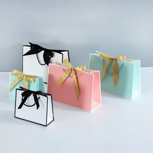 Customized Luxury Kraft Paper Tote <b>Bag</b> with Ribbon Handle Factory Price Wholesale <b>for</b> <b>Clothing</b> Shopper Use - Product Image 5