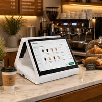 Tablette Android POS 15,6 pouces avec double écran tactile, terminal de bureau, affichage de commande en libre-service avec 16 Go de stockage