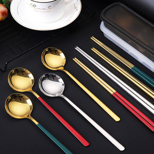 304 SS Portable Tableware 2Pcs <b>Set</b>, Public Serving Spoon & Chopsticks, Travel <b>Lunch</b> Kit, Promotional Gift - Product Image 3