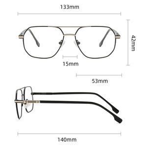 Marcos ópticos de Metal para hombre de buena calidad, bloqueo de luz azul, azul plateado, Cuadrado redondo, protección ocular inoxidable - Product Image 6