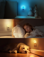 ZHILAI RGB - Mini Lámpara Nocturna LED Moderna con Enchufe, Ahorro de Energía, Cambio de Color, Regulable, con Sensor, Certificación FCC, para Dormitorio