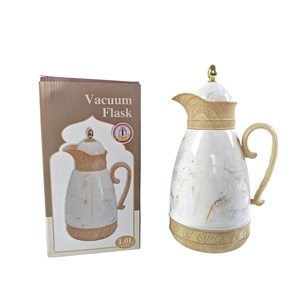 Thermos isotherme 1L à motif marbré, style Dallah arabe, avec poignée effet bois - Pot à <span class=keywords><strong>café</strong></span> et thé isolé pour le Majlis du Moyen-Orient - Product Image 5