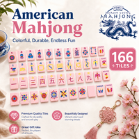 Tuiles en acrylique rose de la ligne Candy Pop Mahjong avec motif en relief, ensemble de 166 pièces, personnalisable, prêt pour l'OEM