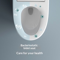 WC intelligent monobloc entièrement automatique à commande vocale, chauffage instantané, abattant relevable, à poser au sol, allongé, siphon en P