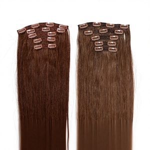 Extensions de cheveux humains blond miel à clipser, lisses et soyeuses, double trame, cuticules alignées, qualité supérieure - Product Image 1