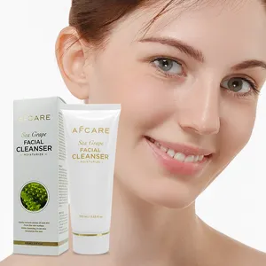 Limpador facial coreano sem parabenos, hidratante e condicionador da pele, vitamina E e limpador facial hidratante de uva marinha