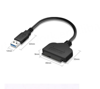 Cavo dati USB 3.0 SATA 7+15 pin con anima in rame puro e rivestimento in PVC per SSD/HDD esterno, ricarica rapida 5A, connettore maschio-femmina, colore nero.
