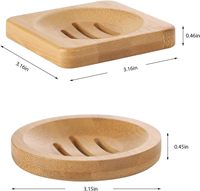 Porte-savon carré en bois avec étui en bambou, plateau à savon en bois à motifs ronds pour salle de bain, évier de cuisine, douche, emballé dans une boîte