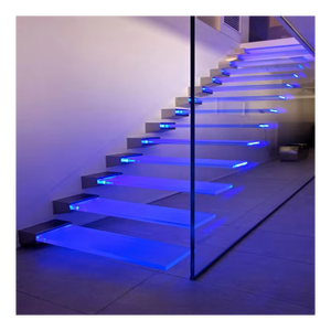 <span class=keywords><strong>Escaleras</strong></span> flotantes <span class=keywords><strong>de</strong></span> cristal prefabricadas LED para uso doméstico, bajo precio - Product Image 1