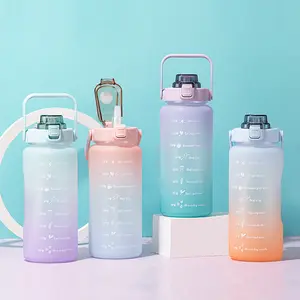 Bán Buôn Nửa Gallon 64Oz 2L Chai Nước Thể Thao Tạo Động Lực Với Điểm Đánh Dấu Thời Gian Dung Tích Lớn Bpa Bình Nước Miễn Phí Có Tay Cầm