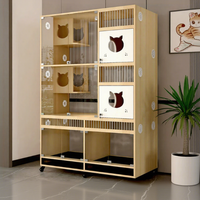 Vente en gros usine : Villa pour chat en bois massif, moderne, durable et luxueuse, avec éclairage LED, mobilier d'intérieur, lit et cage pour animaux de compagnie