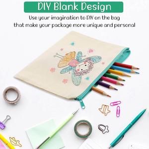 Custom Blank Cotton Canvas DIY Craft Zipper Bags Pouches Pencil Case for Makeup Cosmetic <b>Toiletry</b> Stationary <b>Storage</b> - Product Image 4
